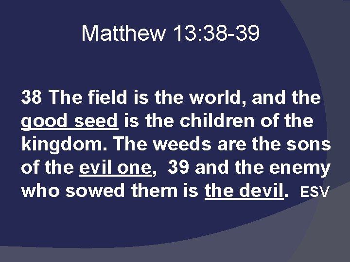 Matthew 13 38 39 Meaning